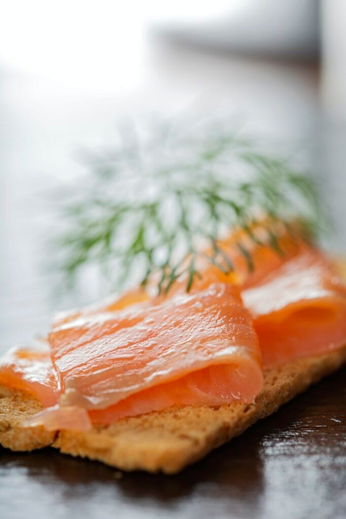 Smoked salmon on cracker